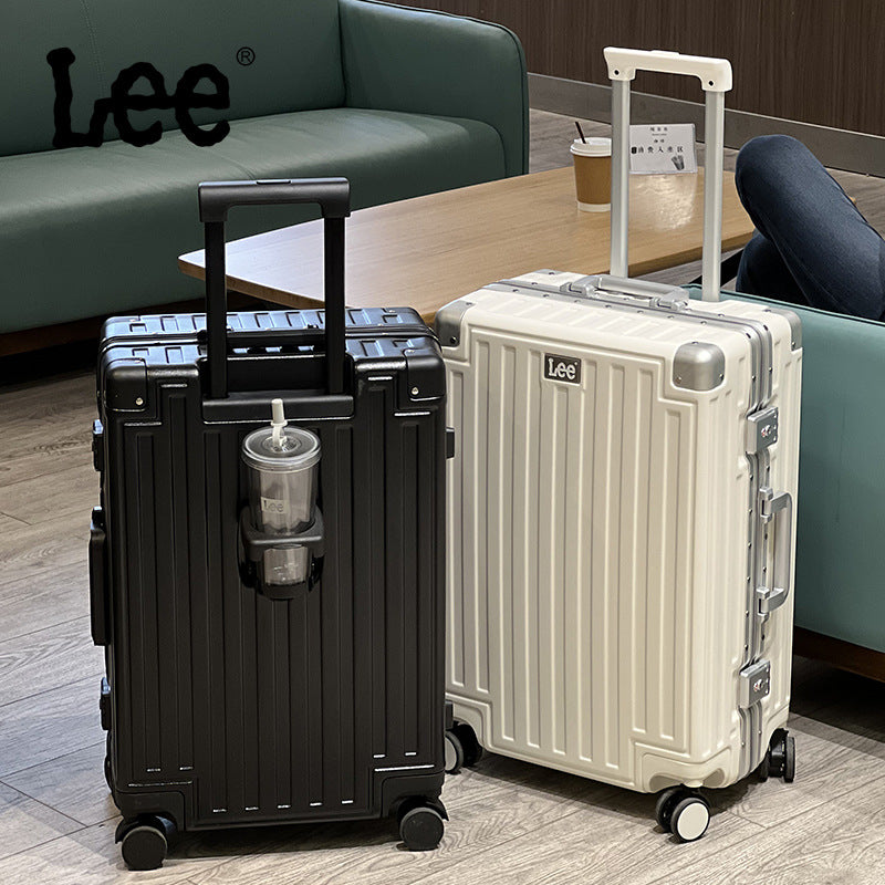 Lee suitcase female business suitcase male brand aluminum frame trolley case silent wheel leather case password box anti-drop