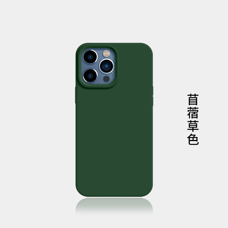 Suitable for iphone16pro liquid silicone mobile phone case new arrival apple 15 large hole all-inclusive 2 pure color protective cover soft