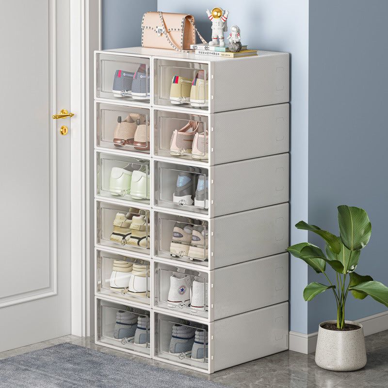Folding shoe box household door shoe rack shoe storage box drawer type transparent shoe cabinet storage box saves space