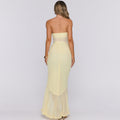 Amazon women's clothing  new arrival: elegant sleeveless bandeau sexy high-slit ruffle detail backless bodycon dress