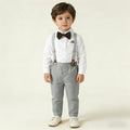 Boys' spring new gentleman's suit set: long-sleeved shirt for baby boys' birthday and first birthday celebration, spring children's clothing