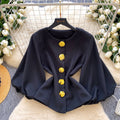 Retro style round neck woolenoutwear women's medium longwoolen metal button waist elegantwork clothing light mature style coat