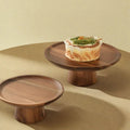 Japanese-style acacia wood cake stand - wooden tray display for weddings, dessert tables, home decor, and fruit/snack serving