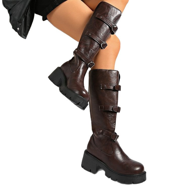 Foreign trade large size buckle, adjustable thick tube belt buckle, round head thick bottom versatile European and American style knight boots female spot