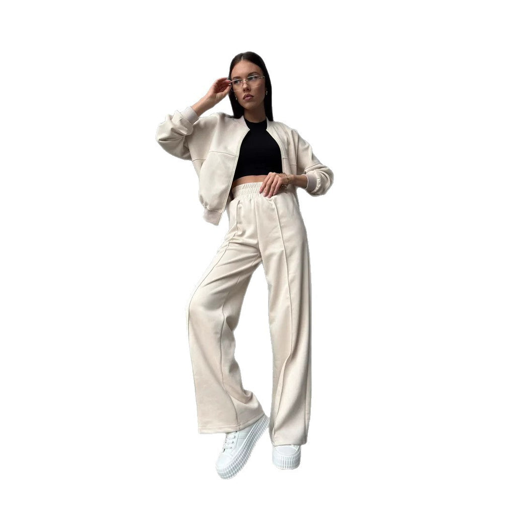 European and American casual suit American autumn and winter cardigan sports women's clothing fashion street style long-sleeved jacket trousers two-piece set