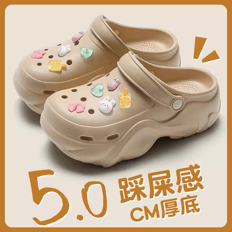 Women's clogs summer outdoor wear 2026 new eva beach seaside non-slip anti-odor thick sole height increasing sandals