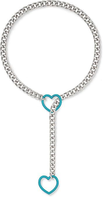 2024 new cross-border multi-color heart & o-ring adjustable punk cuban long necklace - couple's style