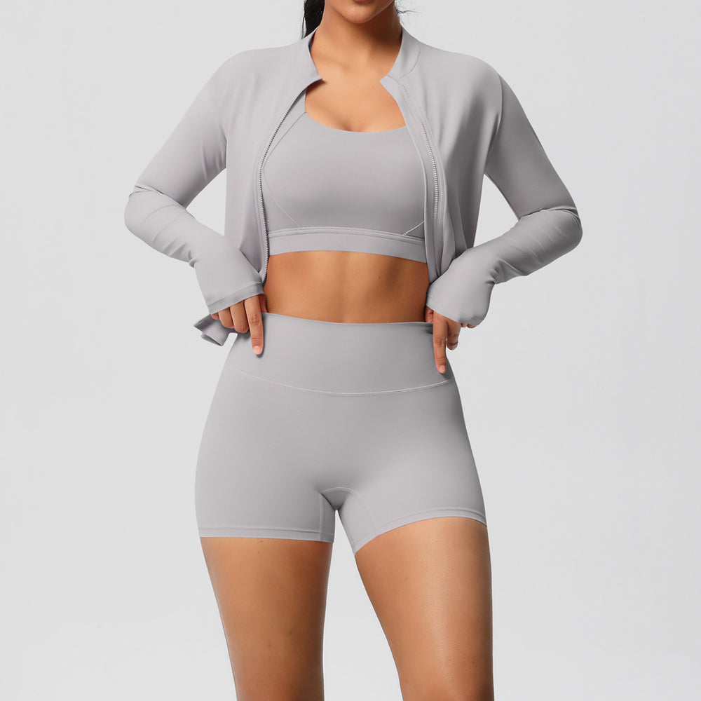 cloud-feeling yoga brushed bra sports outwearcasual pilates running fitness yoga clothes three-piece set