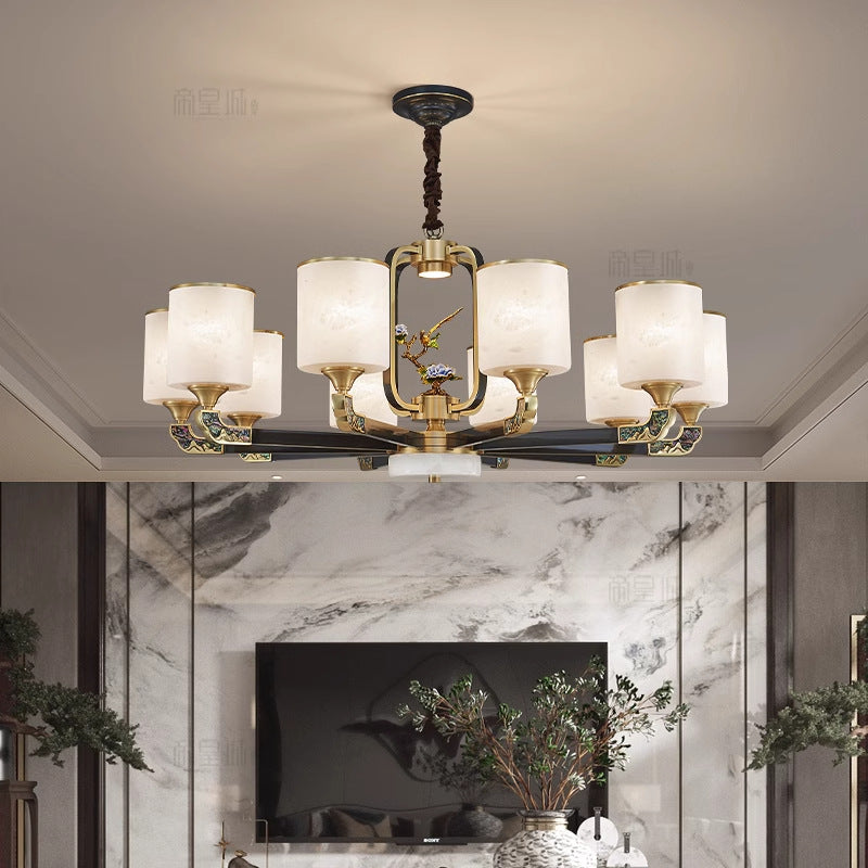 [All copper + Spanish marble] New Chinese chandelier 2024 new high-end Chinese style home living room lamp