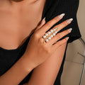 Pearl ring set wholesale european and american cross-border starfish jewelry women's niche high-end hand jewelry hollow open ring