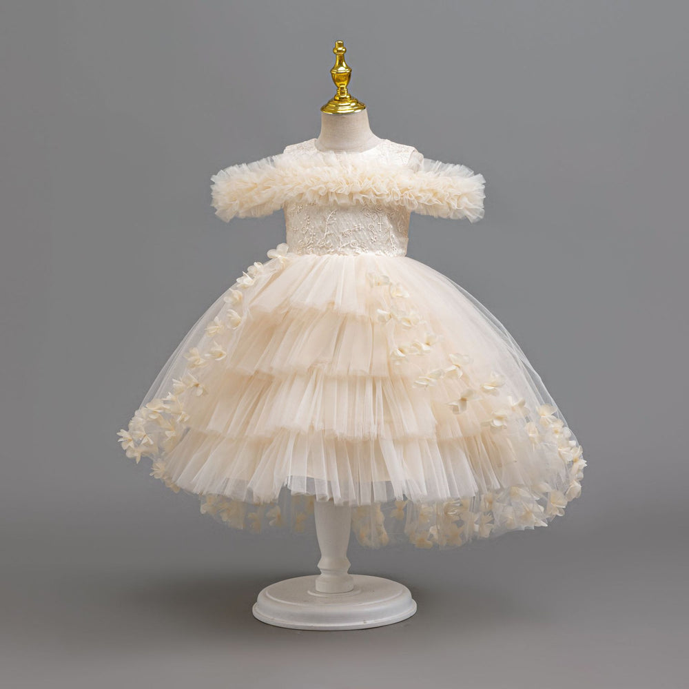Ready-to-ship new children's formal dress - floral train princess dress for little girls, perfect for piano recitals and performances