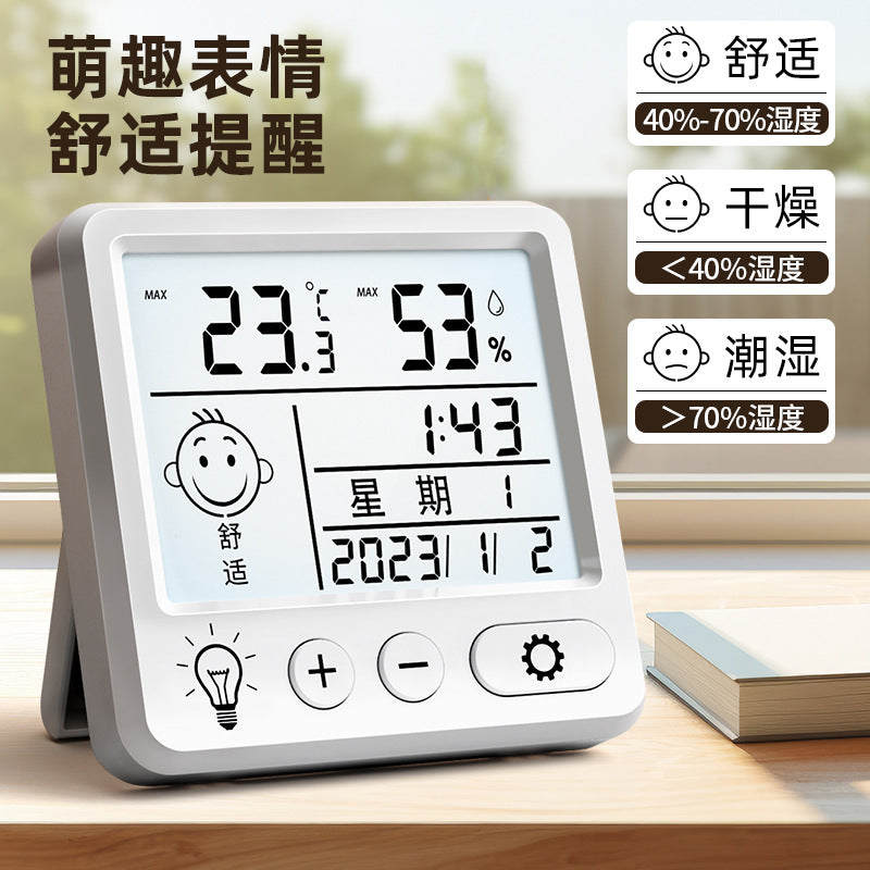 Electronic temperature and humidity meter - high-precision indoor wall-mounted thermometer hygrometer with alarm for home, nursery, and temperature monitoring