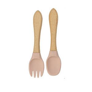 Food grade silicone children's tableware set baby food supplement training fork and spoon plate cute cartoon baby tableware set