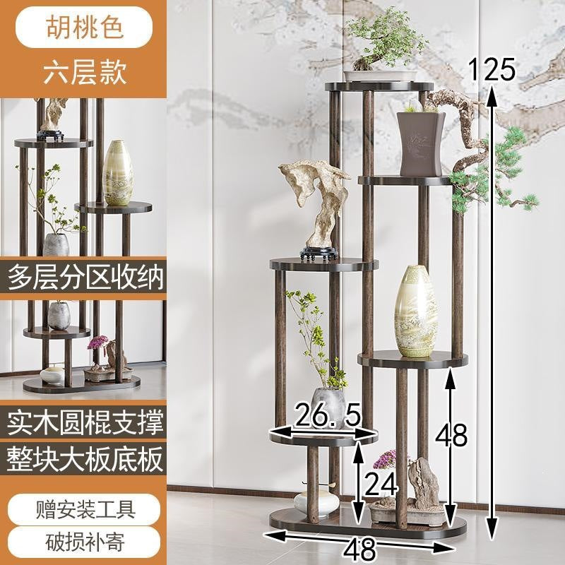 Bogu rack solid wood chinoiserie small duobao pavilion purple clay teapot tea set shelf flower pot plant rack display rack