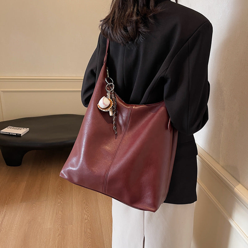 Casual commuting retro large-capacity bag women's 2025 new winter and winter shoulder bag college students class tote bag