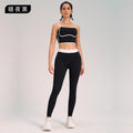 Fashion cross-border sports yoga suit two-piece set naked double-sided brushed outdoor running fitness sling yoga clothes