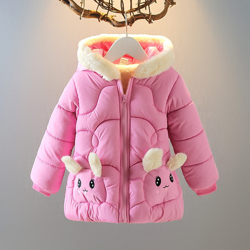 Kidsthickened high-quality cotton-padded clothes winter cartoon cotton clothes boys and girls style hooded outwear baby small cotton-padded jacket