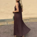 women's summer new arrivals: european and american cross-border fashion - elegant solid color halter sleeveless dress
