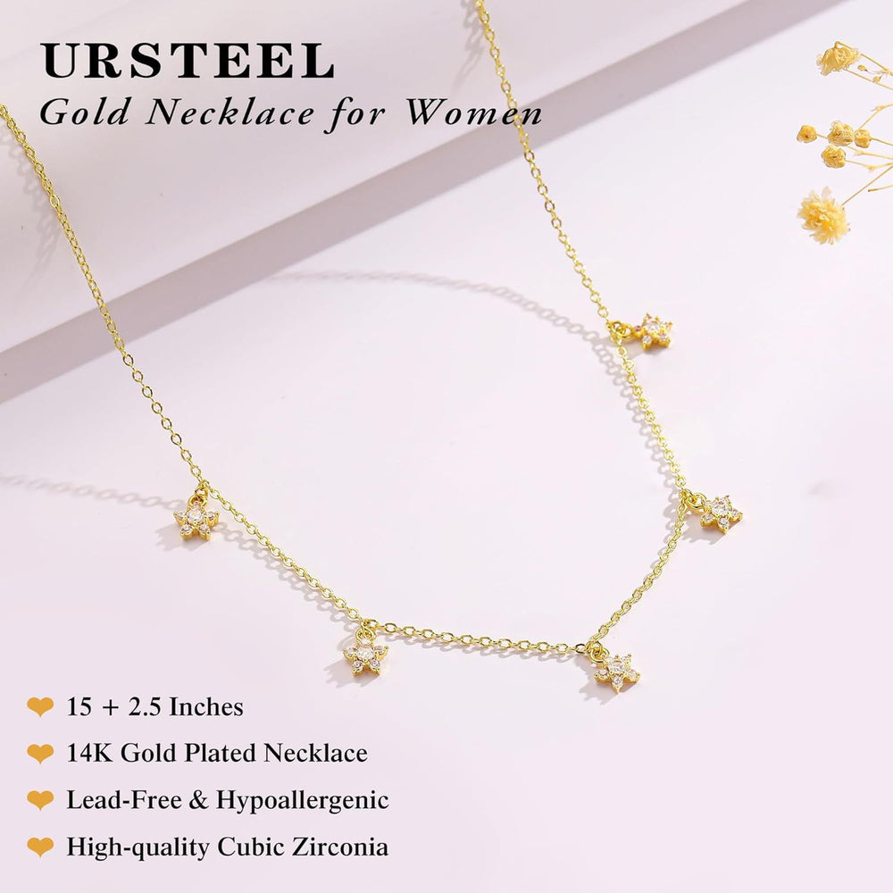 European and american fashion copper micro-paved zircon flower pendant necklace, white cubic zirconia four-leaf clover women's choker