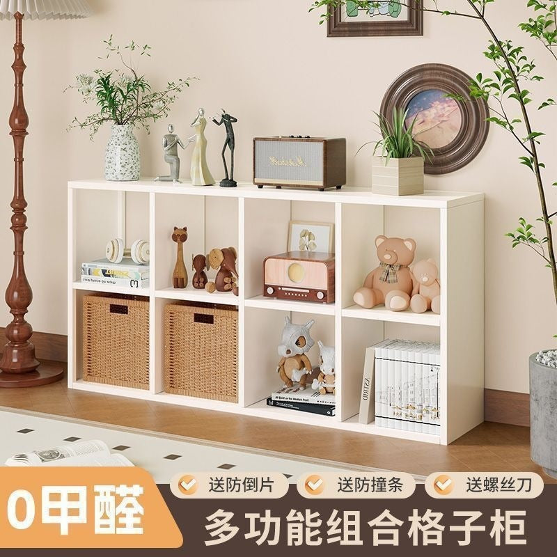 Steel grid cabinet bookshelf for home short wall storage floor-standing storage rack eight-compartment cabinet kindergarten bookcase storage cabinet