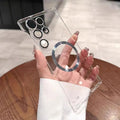 Transparent ultra-thin electroplated magnetic case for samsung s26 ultra, s23 frameless hard case, s24 lens protection case
