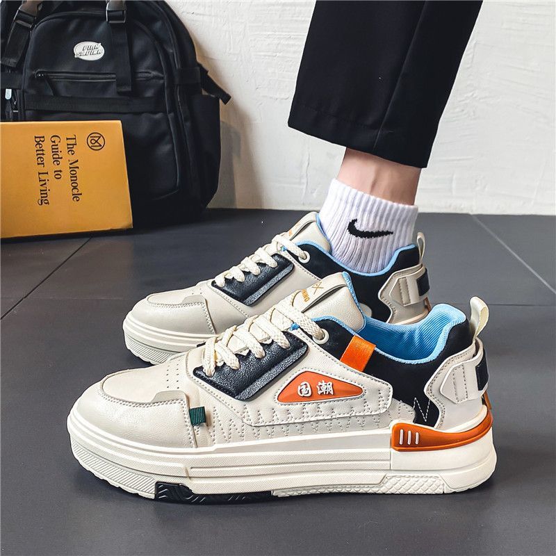 Men's shoes 2025 spring new arrival: trendy chinese style white sneakers - versatile, breathable, durable, and casual skate shoes for students