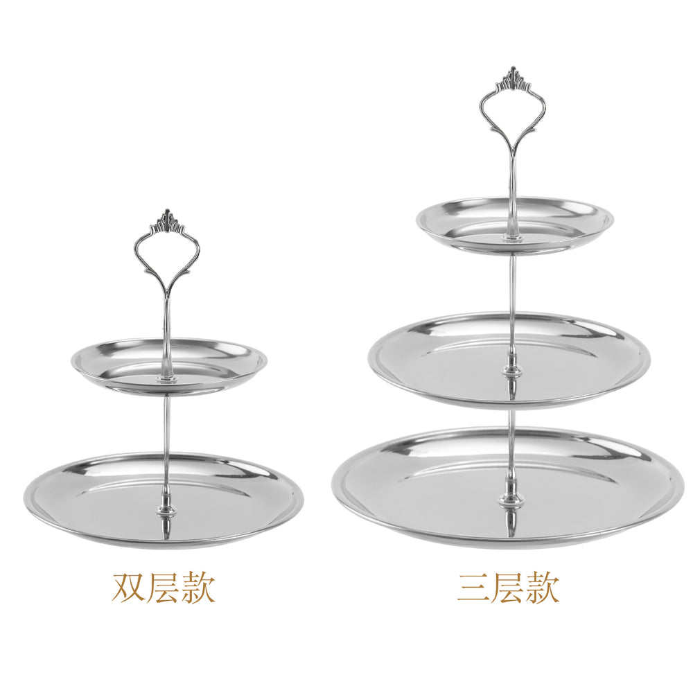 Display stand, light luxury fruit plate, dry snacks, cake, cross-border snacks, table setting, wedding stainless steel tray, three-layer display