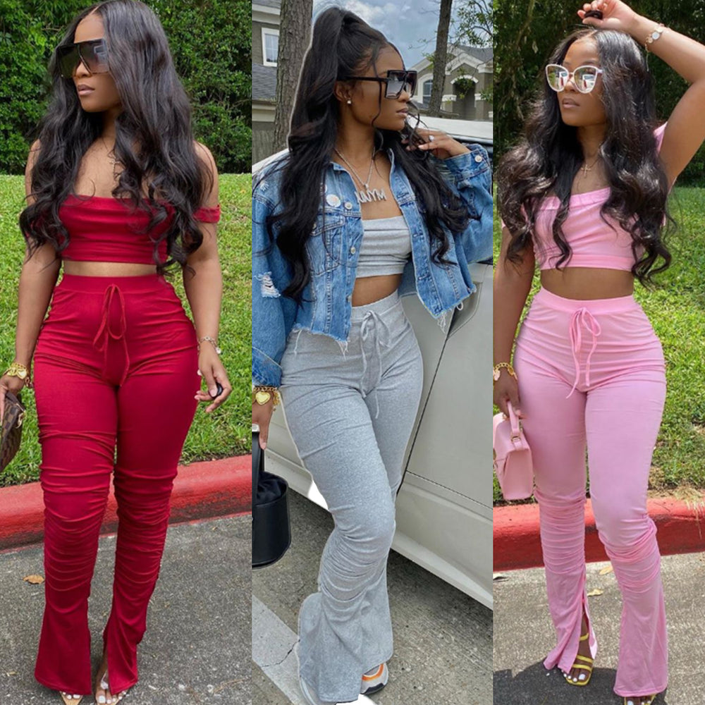 3568 special offer: no returns or exchanges. please purchase with care. cross-border  fashion: european and american casual sexy off-the-shoulder set