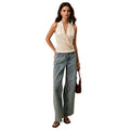 new cross-border halter neck ruched tank top - women's elegant v-neck, cinched waist, sleeveless top - soft & versatile layering piece