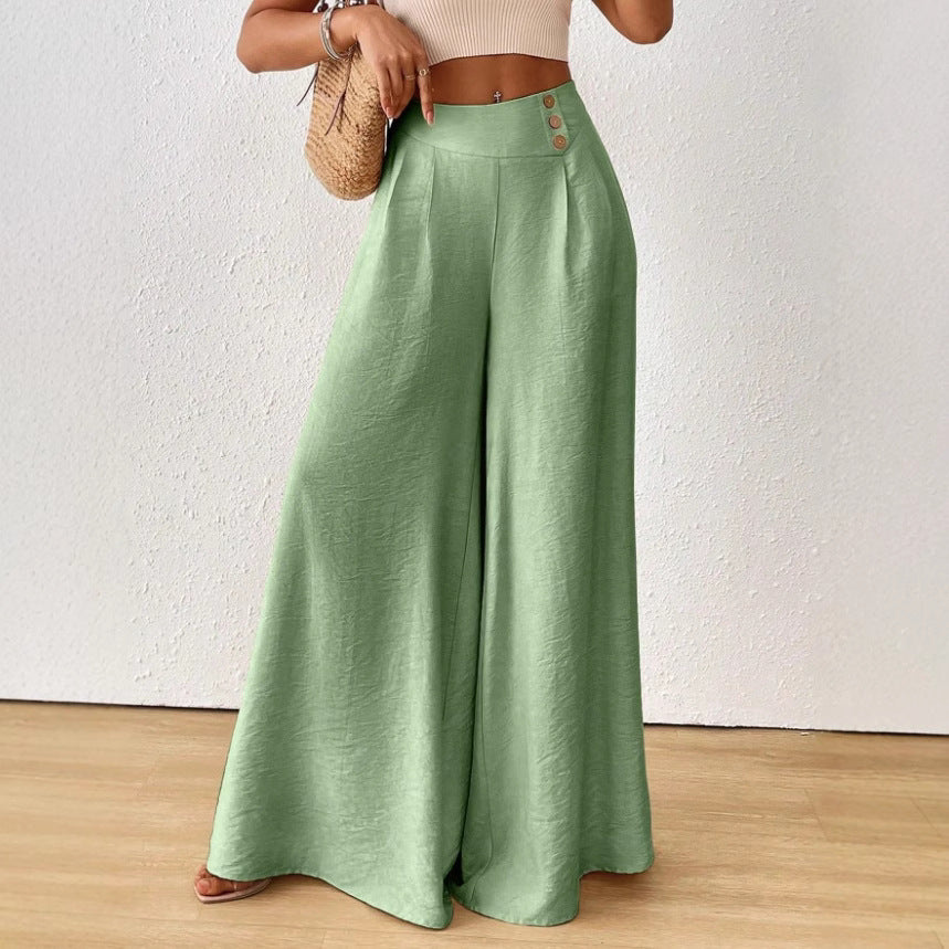 independent station new arrival cross-border fashionelegance mid-waist wide-leg pants pants
