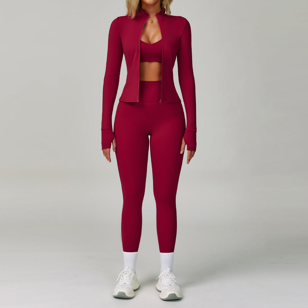 Summer cross-border barely-there yoga set - backless, tight-fitting, quick-dry activewear - outdoor sports running three-piece set 9300