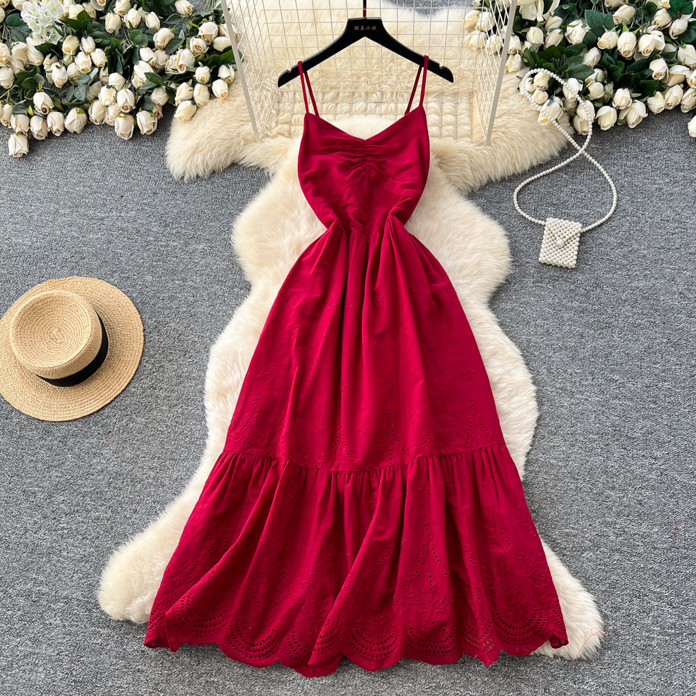 Pure desire french suspender dress for women summer waist slimming lookelegantclassy long skirt holiday style