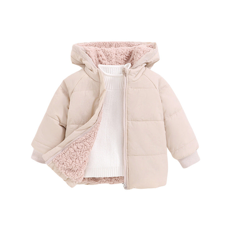 Children's fall and winter outerwear  new fashion baby boys and girls warm tops winter outdoor fleece-lined hooded cotton jackets