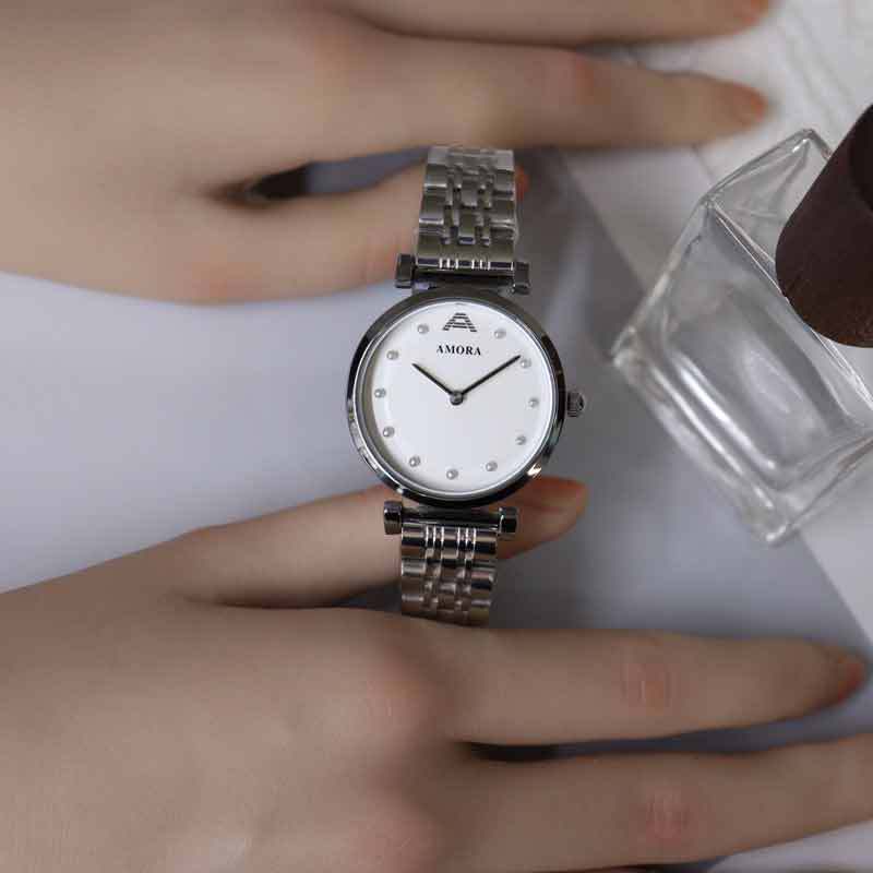 New arrivalcasualfashion exquisite compact elegantaccessible luxury steel band quartz watch women's waterproof women's watch trendy