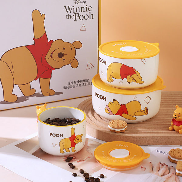 Ceramic Bowl Cute Instant Noodle Bowl with Gay Winnie Bear Big Bowl Soup Bowl Household High Value All-age Universal Eating Bowl