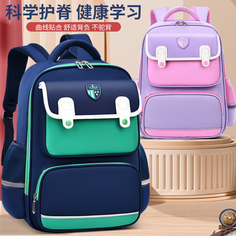 New British primary school schoolbag, scientific spine protection, large-capacity backpack, light for boys and girls in grades 1-6