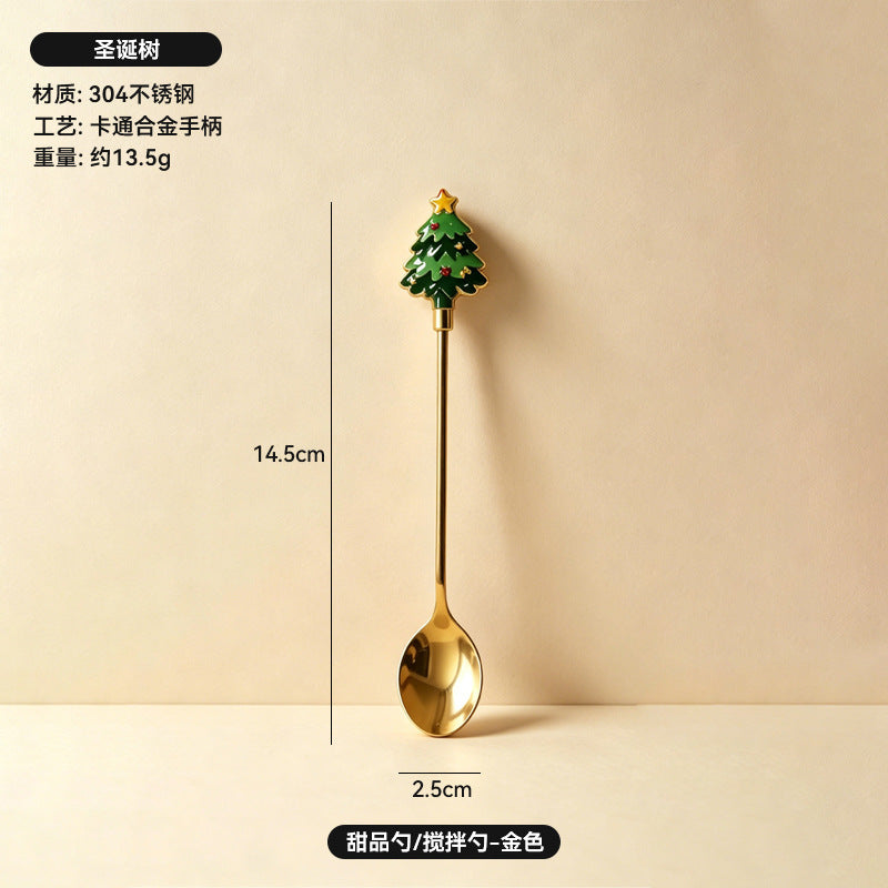 304 stainless steel luxury style creative christmas tableware coffee spoon afternoon tea dessert spoon fruit fork wholesale