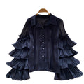 French romantic ruffle bell sleeve blouse - elegant, versatile, and chic work top - unique and high-end shirt