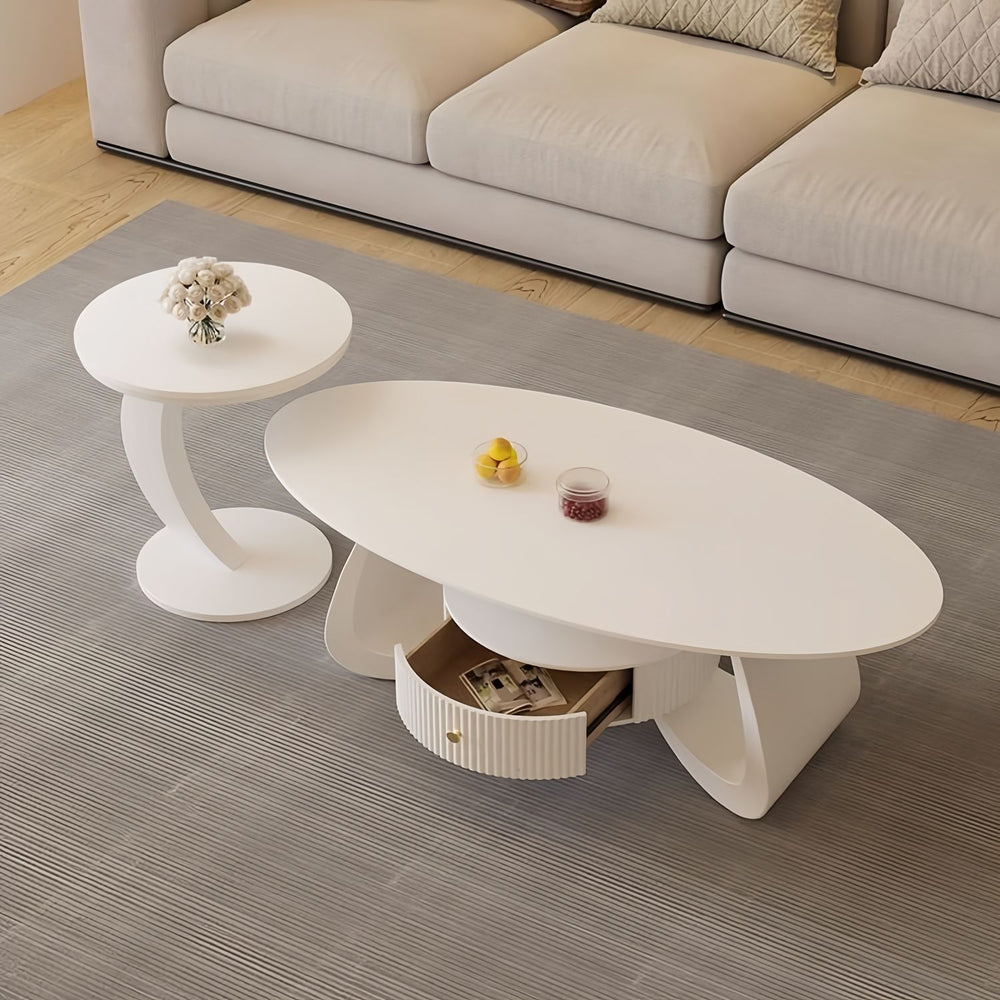 Coffee table cream style slate coffee table oval coffee table for home living room small apartment simple modern