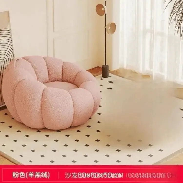 Cream style lazy sofa can lie down and sleep back chair pumpkin single sofa cashmere sofa chair fabric all-in-one