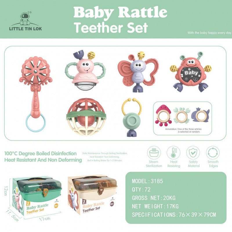 Cross-border export  newborn rattle set gift box baby baby children toothpaste combination soft rubber toy