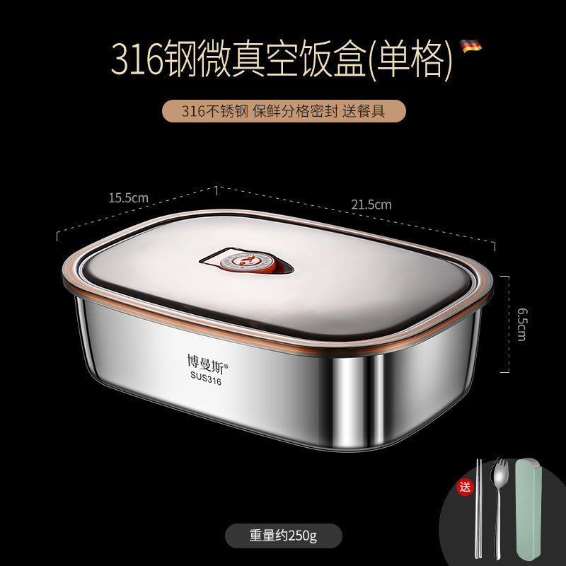 316 stainless steel micro-vacuum crisper lunch box large-capacity office worker bento box student portable lunch box set