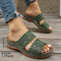 Southeast asia export plus size wedge heel platform slippers hollow out floral thong sandals women's cross-border retro summer slippers