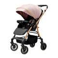 Upgraded four-wheel universal baby stroller - convertible reclining infant carriage with one-click fold