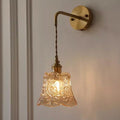 Japanese retro brass glass wall lamp - modern nordic style bedside wall sconce - minimalist bathroom vanity mirror light