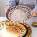 foreign trade stainless steel lily plate retro light luxury large tray household dinner plate food preparation plate fruit plate wholesale