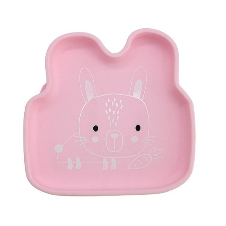 Cross-border children's silicone dinner plate baby partition plate complementary food bowl suction cup anti-drop animal shape silicone tableware