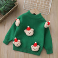 Christmas kids' sweater - korean velvet thickened, cartoon bear hand-knitted base layer for boys and girls