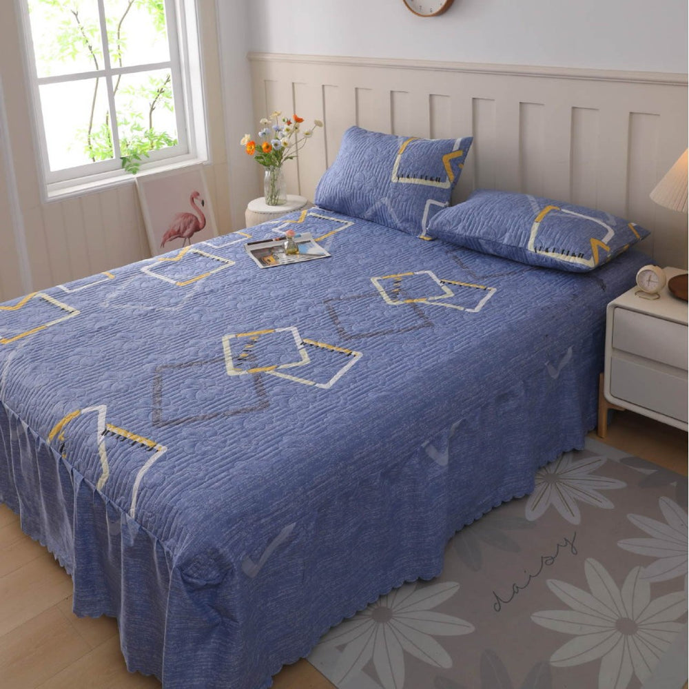 2026 amazon quilted bed skirt bedspread heightened double anti-static breathable mattress simmons bedspread three-piece set