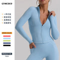 European and american new long-sleeve cardigan yoga top, women's activewear workout jacket, tummy control shaping top, outdoor casual wear